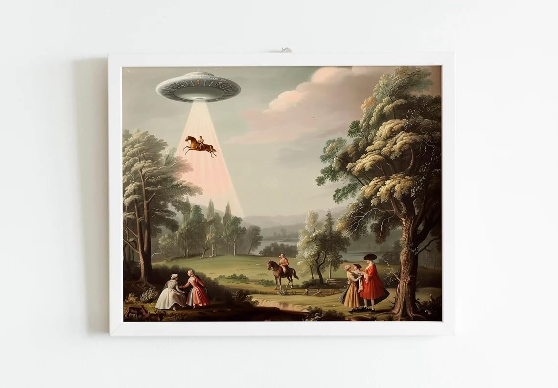 SXWCQK Pôster vintage engraçado de arte de parede vitoriana Ufo